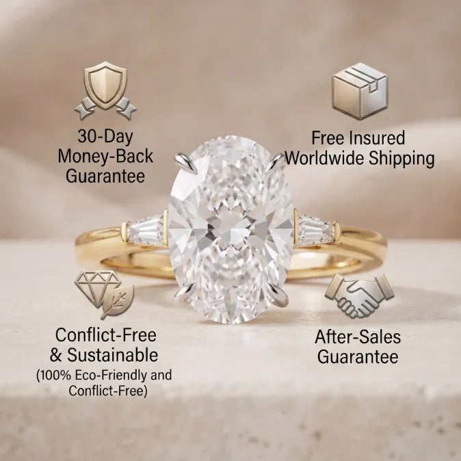 Antique Oval Cut Three-Stone Ring – Classic Elongating Design with Sparkly Tapered Baguette Side Stones--Last Day Sale-90% OFF🔥