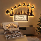 Holiday Magic LED Wooden Reindeer Sleigh Hanging Decor for Living Room & Home
