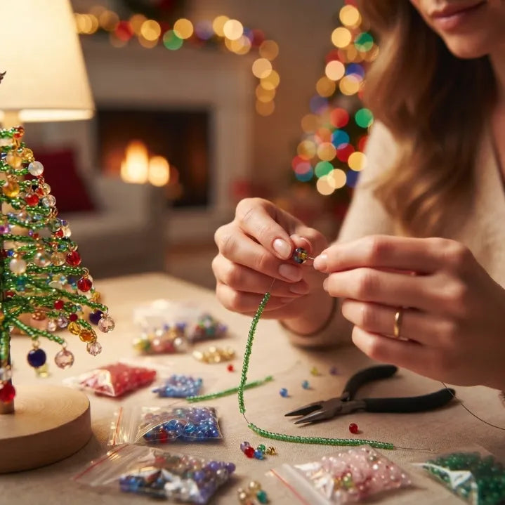 DIY Beaded Crystal Christmas Tree Kit | Sparkling Tabletop Holiday Decor & Stress-Relief Crafting Gift for Women & Home