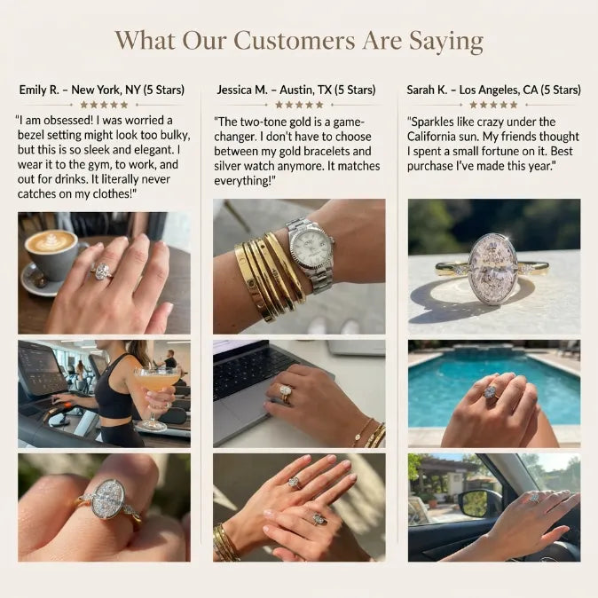 Smooth Bezel Oval Moissanite Ring | Zero-Snag Luxury for Everyday Wear--Last Day Sale-90% OFF🔥