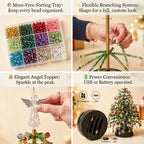 DIY Beaded Crystal Christmas Tree Kit | Sparkling Tabletop Holiday Decor & Stress-Relief Crafting Gift for Women & Home
