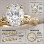 Graceful  Oval Cut Ring with Intertwined Pave Band – Smooth Knuckle-Glide & 360° Sparkle--Last Day Sale-90% OFF🔥