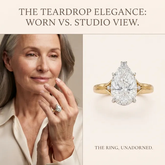 Luxurious Pear-Cut Moissanite Ring | 18K Two-Tone Gold Band with Snag-Free V-Prong | Passes Diamond Tester--Last Day Sale-90% OFF🔥