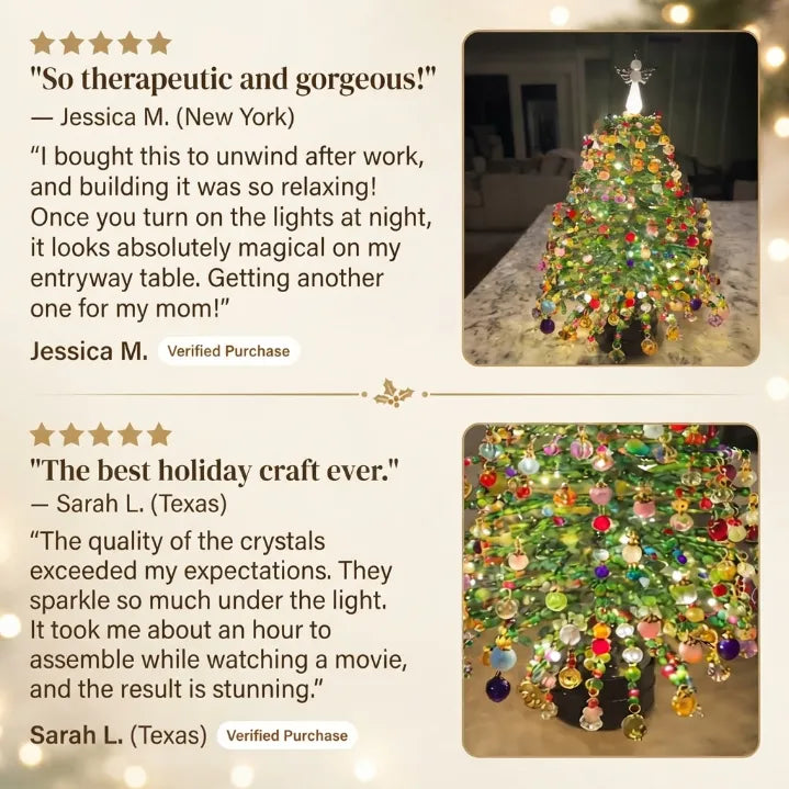 DIY Beaded Crystal Christmas Tree Kit | Sparkling Tabletop Holiday Decor & Stress-Relief Crafting Gift for Women & Home