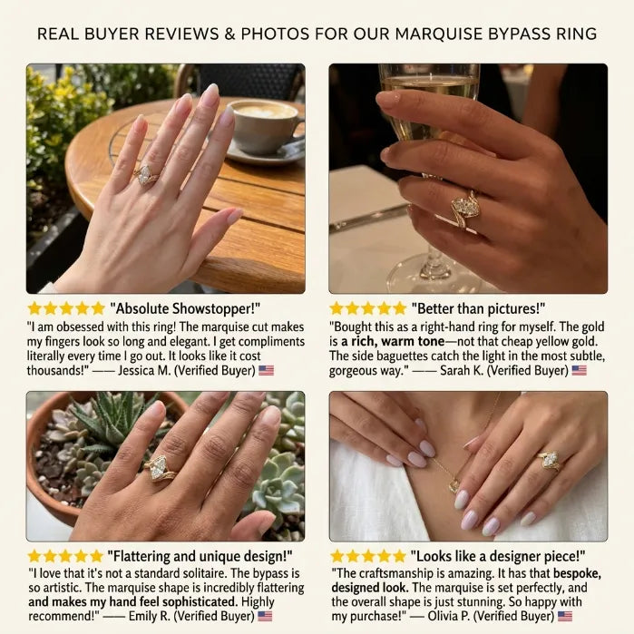 Marquise Diamond Wave Ring – Slenderizing Finger Design & Catch-Free Comfort--Last Day Sale-90% OFF🔥